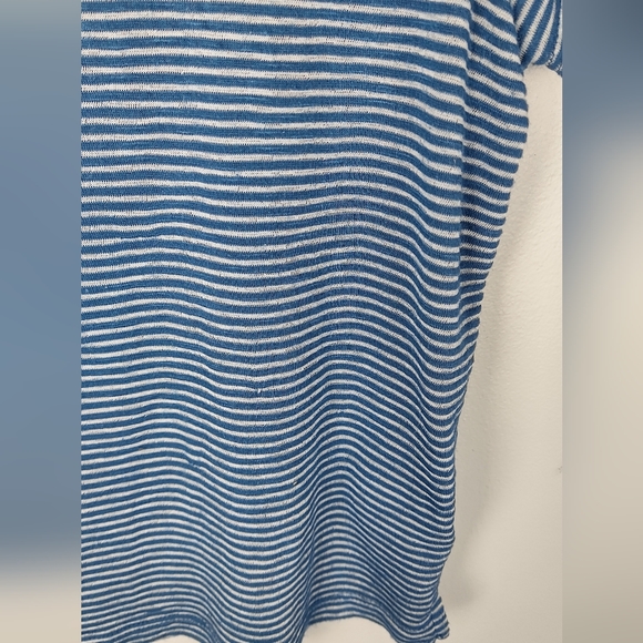 Prince & Fox Marine Tee Small Blue Striped‎ Semi Sheer Short Sleeve T-Shirt Crop - Picture 5 of 9